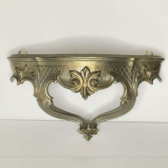 Pair of Vintage Florentine molded gilt resin wall shelves - Picture 1 of 10